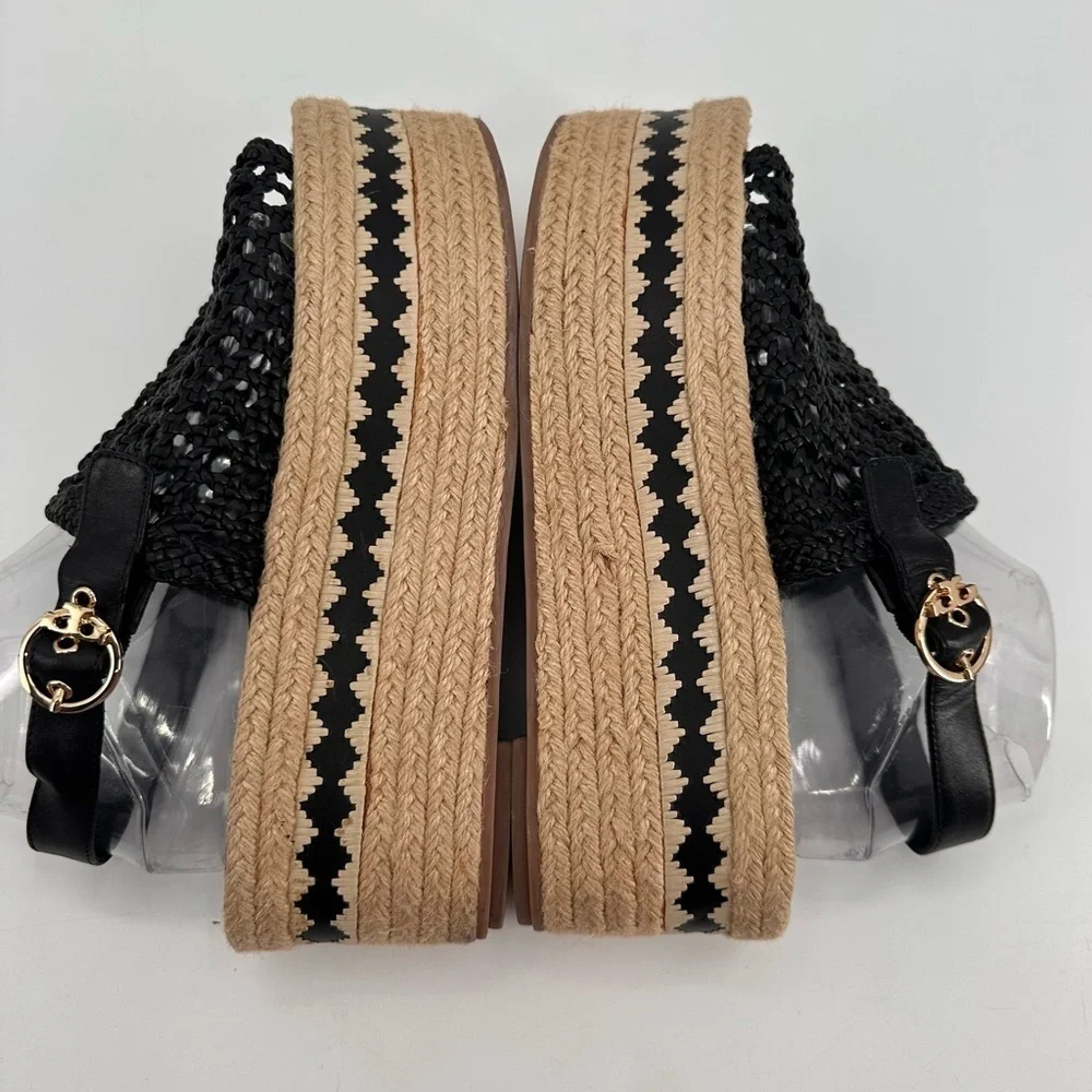 Tory Burch Dandy Chunky Platform Woven Espadrilles Sandals Size 11